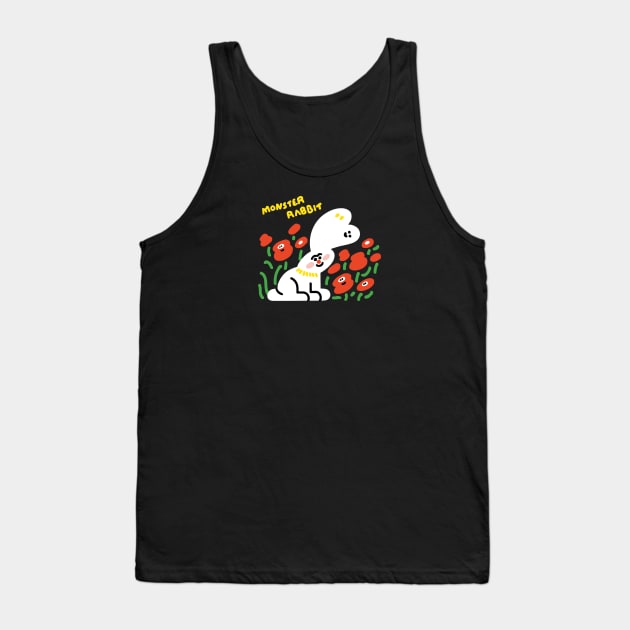 Monster Rabbit and Smile Flowers Tank Top by Aiko Tsui